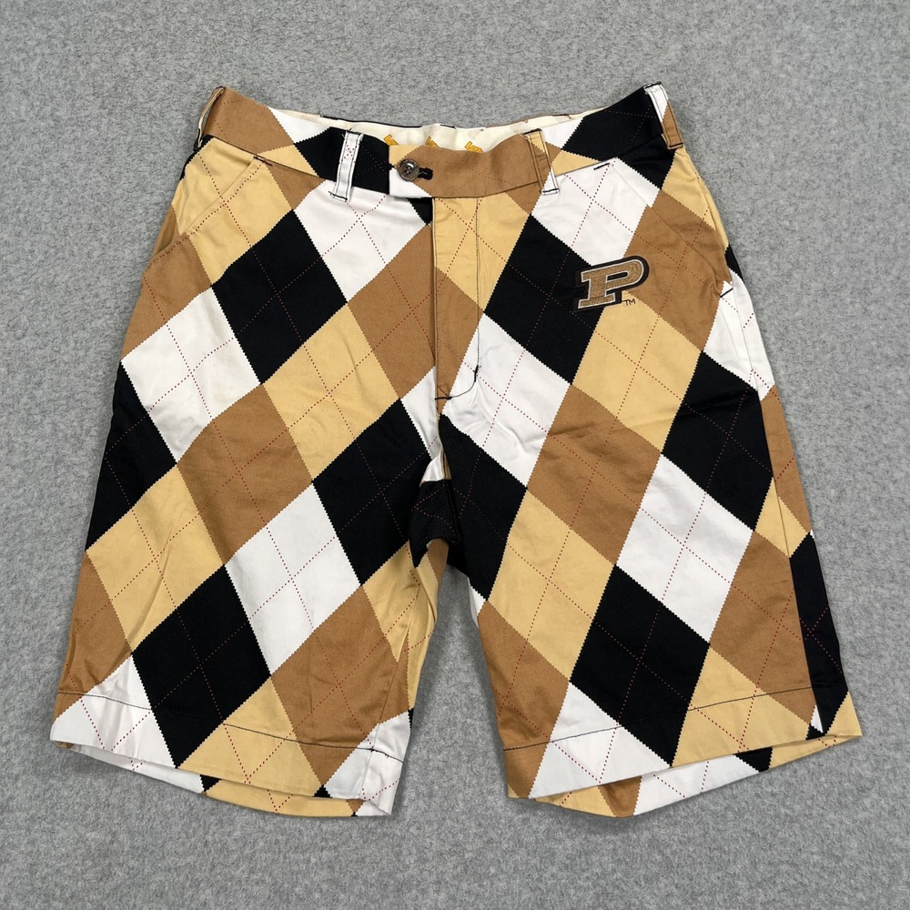 Loudmouth Golf Shorts Mens 32 x 10.5 Gold Purdue University Boilermakers Argyle